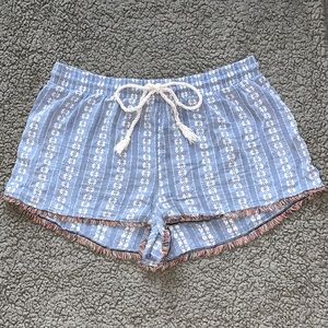 Bohemian lounge shorts with colored fringe on ends 🥰